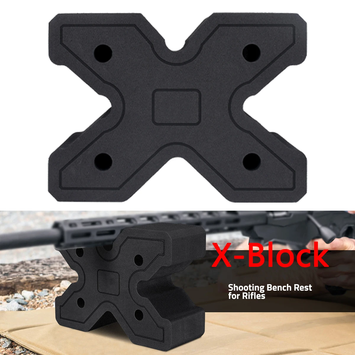 

Tactical Rifle X-Block Shooting Bench Rest Block Lightweight Mount Stand EVA Foam Adater Reduces Recoil Rifle Outdoor Hunting