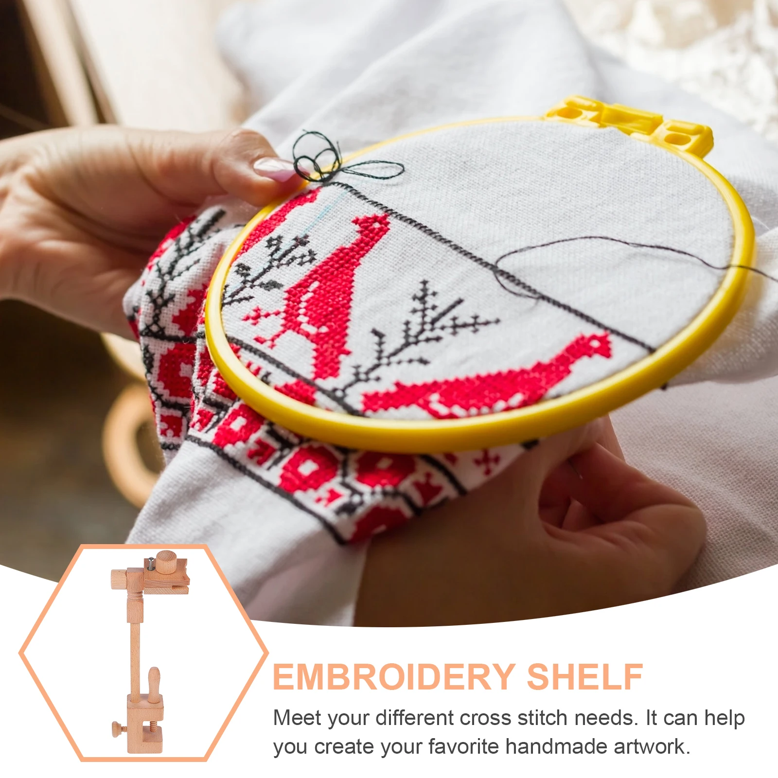 

Adjustable Wooden Hoops 360 Degree Rotation Cross Stitch Frame Craft Embroidery Tool Diy Supplies Handmade Rack Wooden Cross