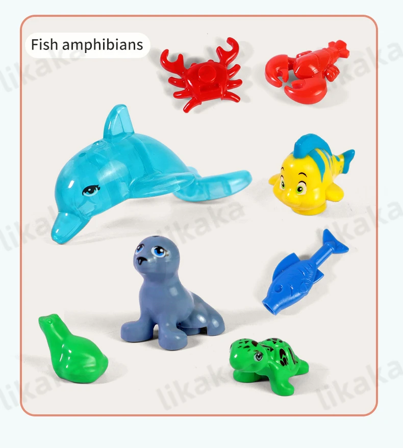 1PCS MOC Animals Building Blocks Toys for Children Bird Dolphin Fish Model DIY Blocks Toys Compatible Mini Bricks Kids Toys Gift