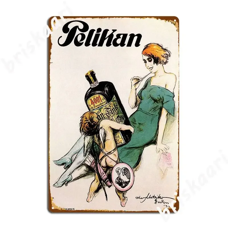 Germany Pelikan Ink Art Deco Style Wall Art Vintage Advertisement 1921 Metal Sign Vintage Kitchen Tin Sign Posters