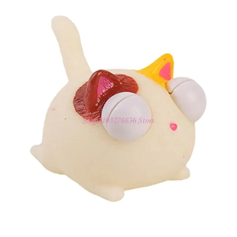 R6FD Funny Cats Squeeze Toy With Popping Eyes Stretchy Antistress Animal Figure Toy For Kids And Adult Hand Relax