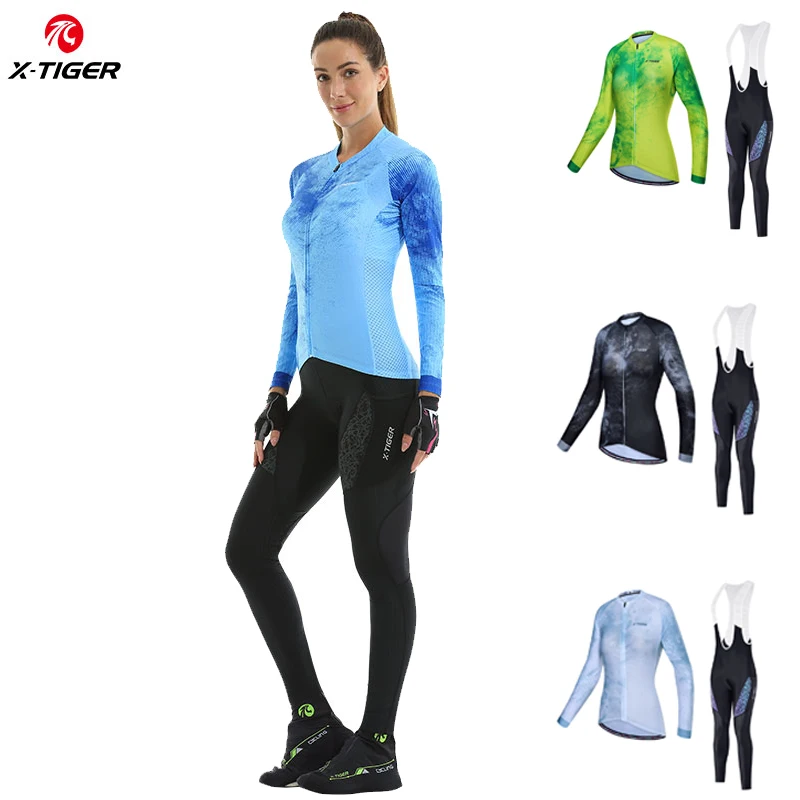 

X-TIGER Autumn Cycling Long Sleeves Women Clothing Bicycle Jerseys Set Breathable Cycling Set Mountain Bike Clothes Sportwear