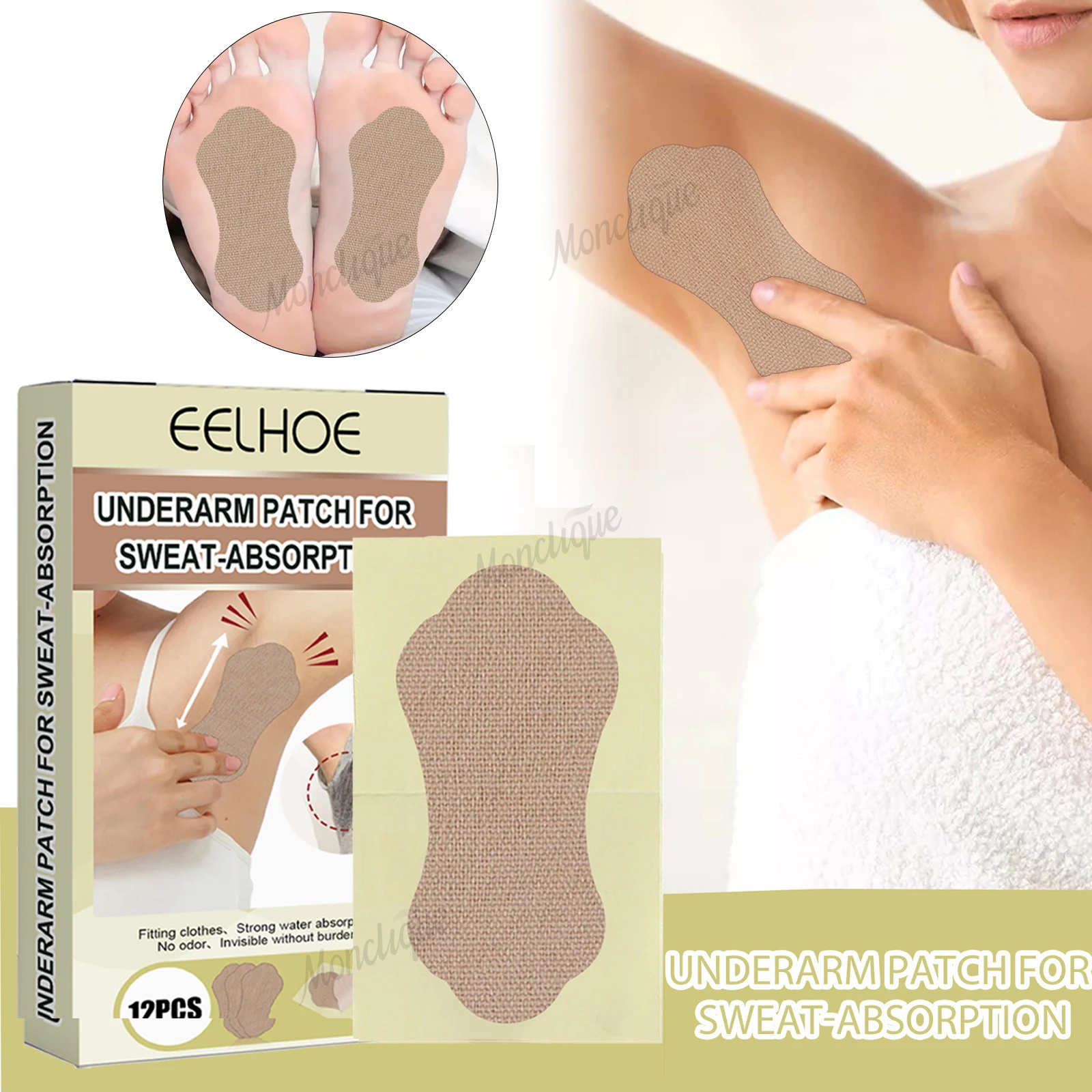 12/36PCS Underarm Sweat-absorbent Patch Disposable Underarm Deodorant Sweat-proof Sticker Armpit Pads Breathable Hand Care Tools