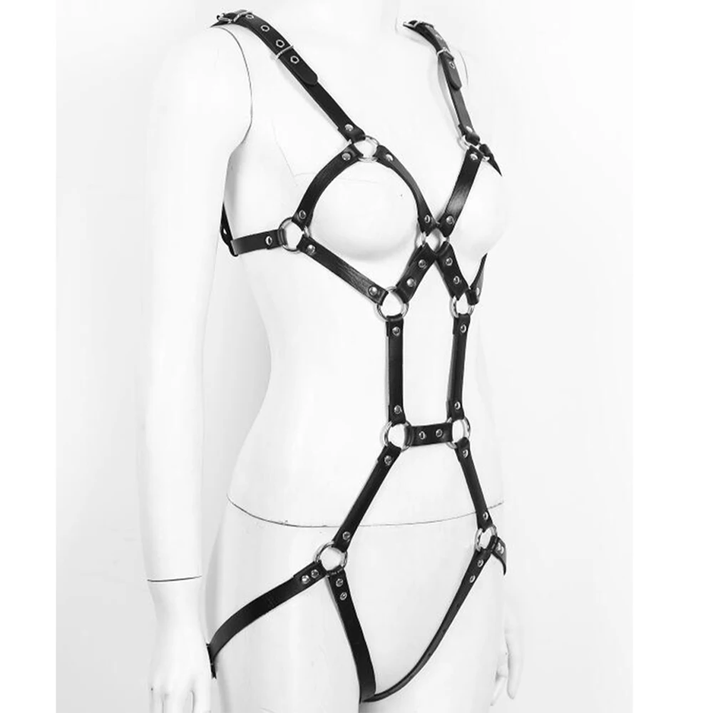 Body Bondage Cage Bra Harness Punk Leather Erotic Underwear Suspenders  Bdsm Sexy Chest Straps Festival Accessories for Women