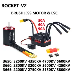 SURPASS HOBBY ROCKET-V2 3650 3660 3665 4 Poles Brushless Motor and 50A 60A 90A ESC Combo For 1/8 1/10 Tamiya Traxxas RC Racing