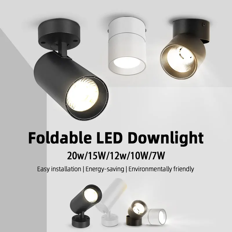 Led Down light 3 Color Ceiling Foldable DownLight 20W 12W 7W 10W 15W Spotlight Light for Kitchen Home Decor Surface Mounted