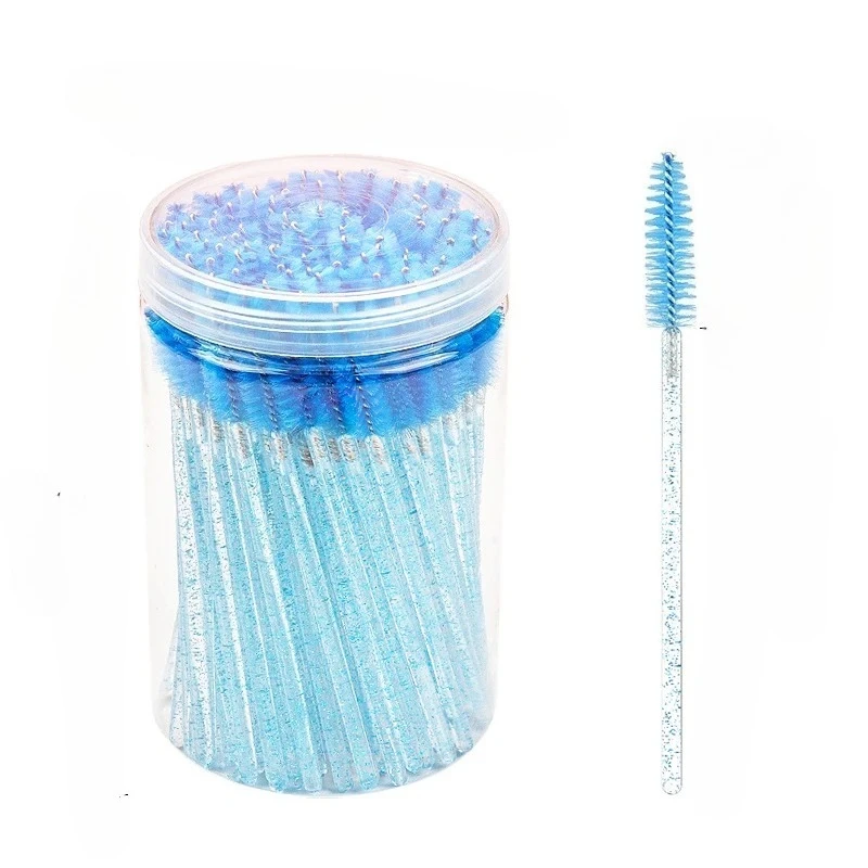 100 pçs barril de cristal lidar com escova de cílios rímel varinha extensão dos olhos sobrancelha pincéis de maquiagem descartáveis ferramentas cosméticas cílios