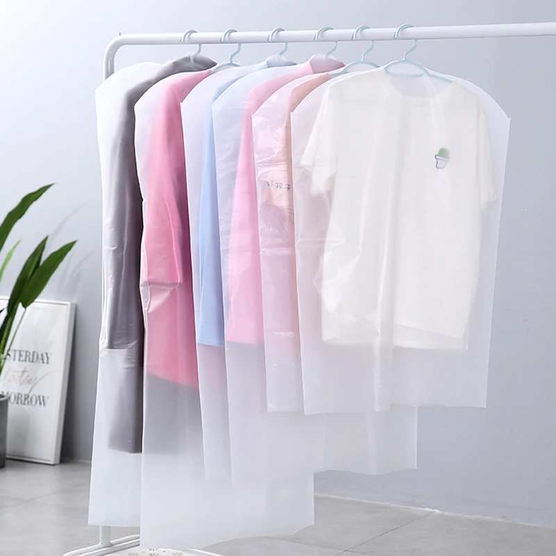 50pcs Garment Covers Clothes Hanging Dust Cover Suit Dress Clear Dust Proof Plastic Protector Bag Household Shop Disposable