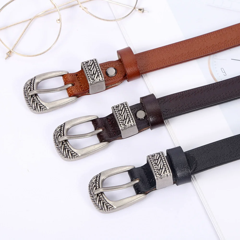 

Women's Vintage Genuine Leather Cummerbunds Female Dress Corsets Waistband Belts Decoration Narrow Belt TB342
