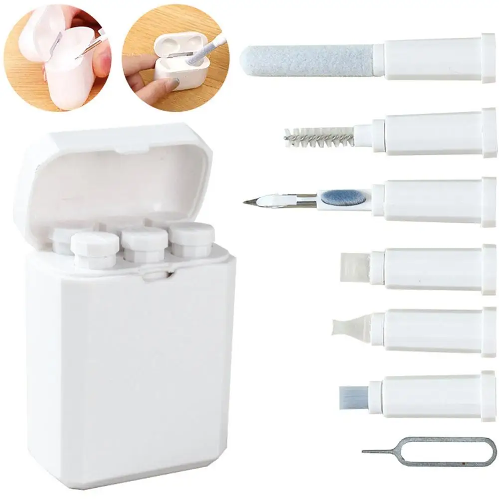 Caneta de limpeza de fone de ouvido 7 em 1, kit de limpeza de fones de ouvido sem fio, escova de limpeza para airpods, fone de ouvido, telefone móvel, ferramentas de limpeza de alto-falante