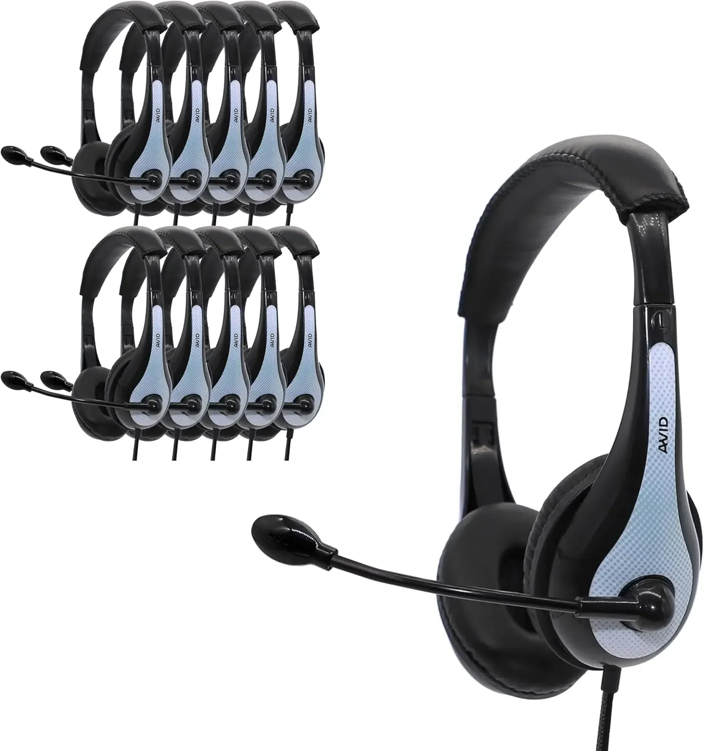 

AE-36 Headset in White with Adjustable Boom Microphone for School, Classroom, Education, Testing and Assessment (50 Pack)