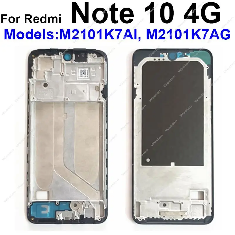 

Передняя рамка ЖК-дисплея для Xiaomi Redmi Note 10 10S 10T 10 Pro Max 4G 5G, передняя крышка ЖК-экрана, детали корпуса