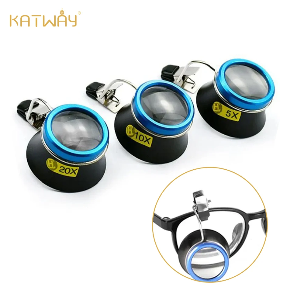 

KATWAY Portable Eyepiece Eyeglass Magnifier Clip-On 5X 10X 20X Magnifying Lens Process Operation Watchmakers Repair Tool HH-AA68