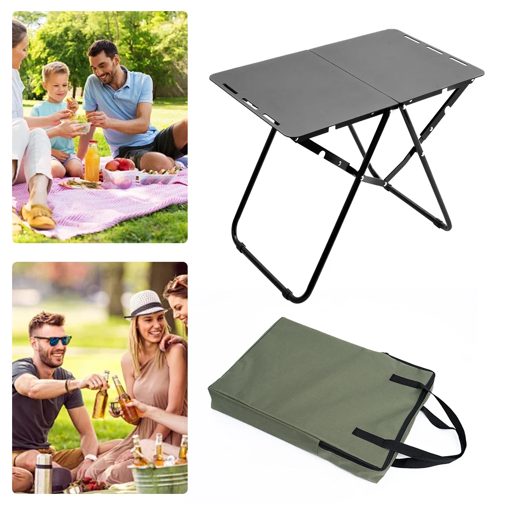 Portable Camping Folding Table 2 Fold Picnic Desk Outdoor Grill Table Barbecue Dining Table Beach Desk For Camping Accessories