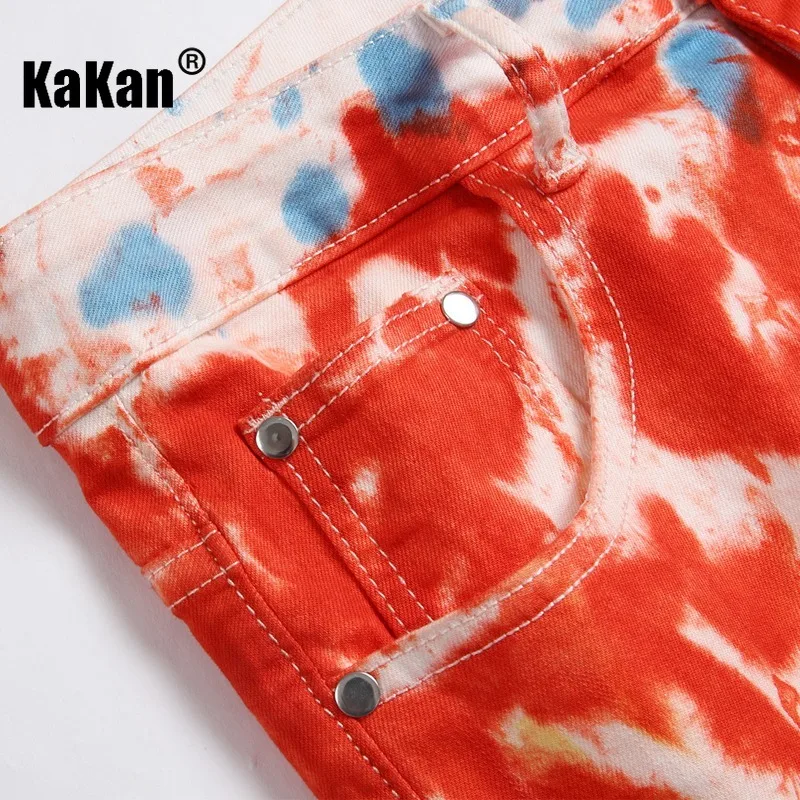 Kakan-jeans personnalisés originaux de style européen et américain, pantalons jeans slim élastiques pour petits pieds à embauflorale K87-F852