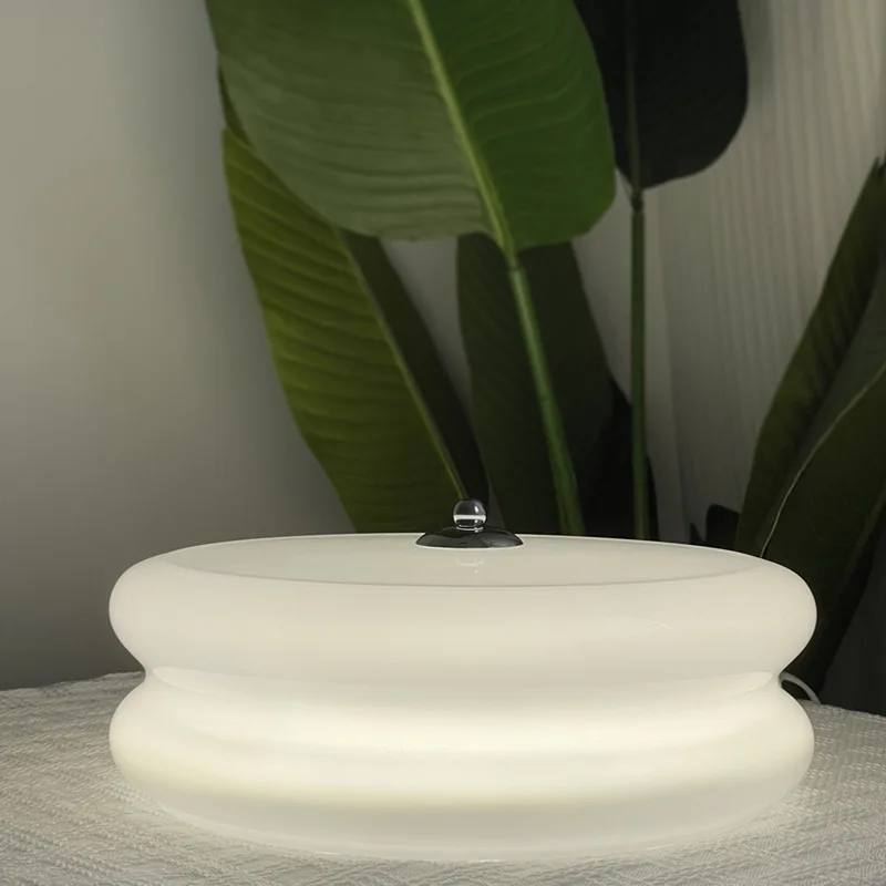 

Bauhaus Glass LED Ceiling Light Egg Tart Design French Cream Style Living Room Bedroom Ceiling Light Decorative Fixtures