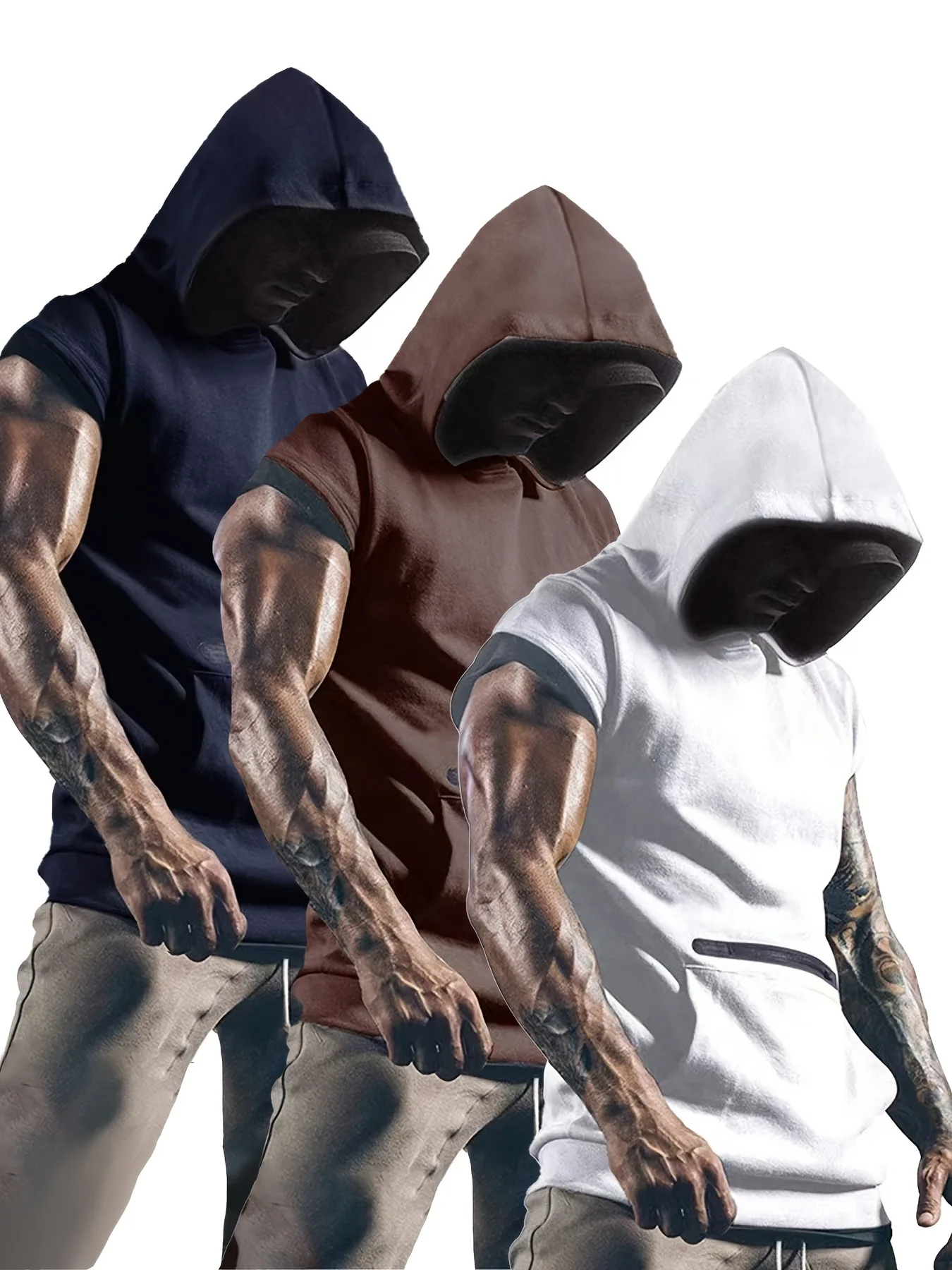 Gym Solid Color 2025 Brand New Men's Tank Tops Vest Sleeveless Tees For Male Hooded Man Vests Tops Hip Hop Men Tank Top T shirt
