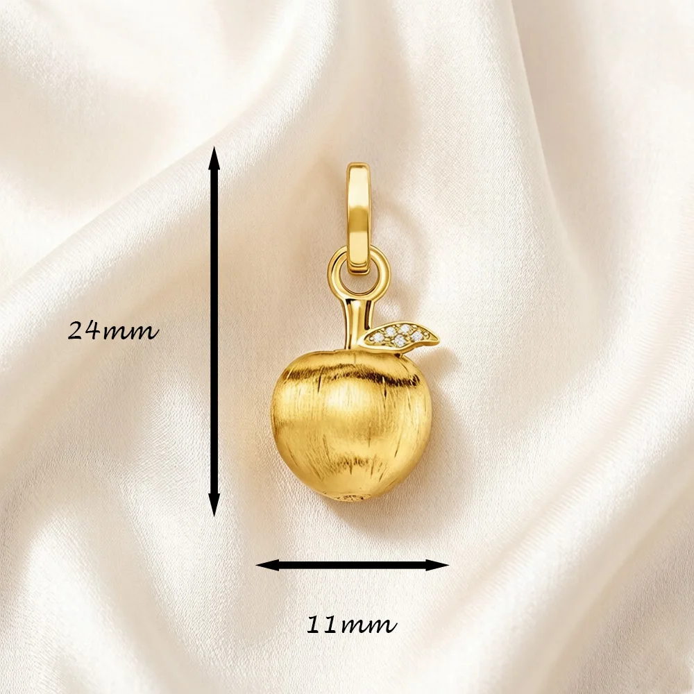 Gold Plated Pendant Apple New Fine Jewelry Bijoux Accessories 925 Sterling Silver Romantic Gift For Woman