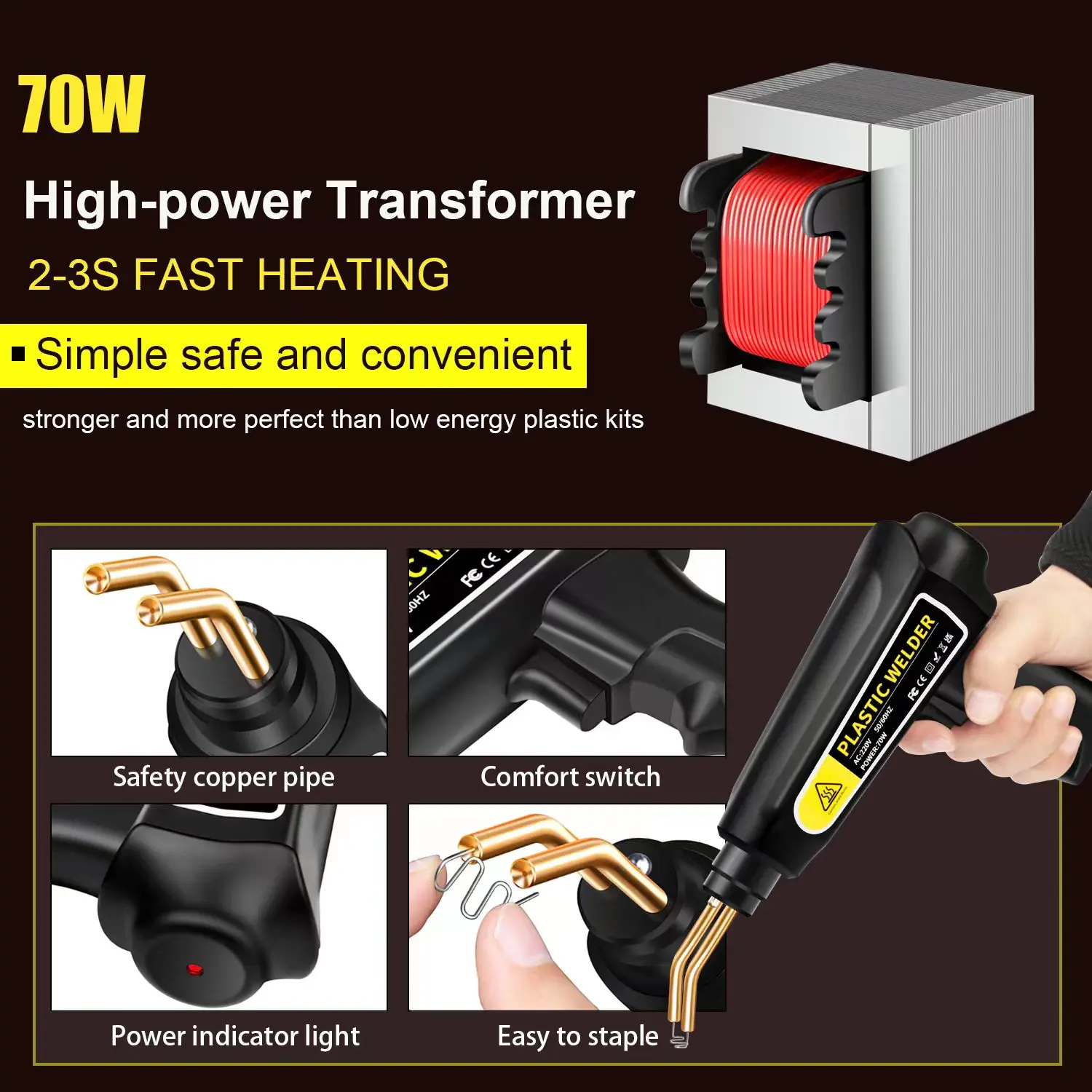 70W Kunststoff Schweißen Maschine Auto Stoßstange Reparatur Kit Kunststoff Schweißer Maschine Heißer Hefter Kunststoff Reparatur Heißer Tacker Auto stoßstange