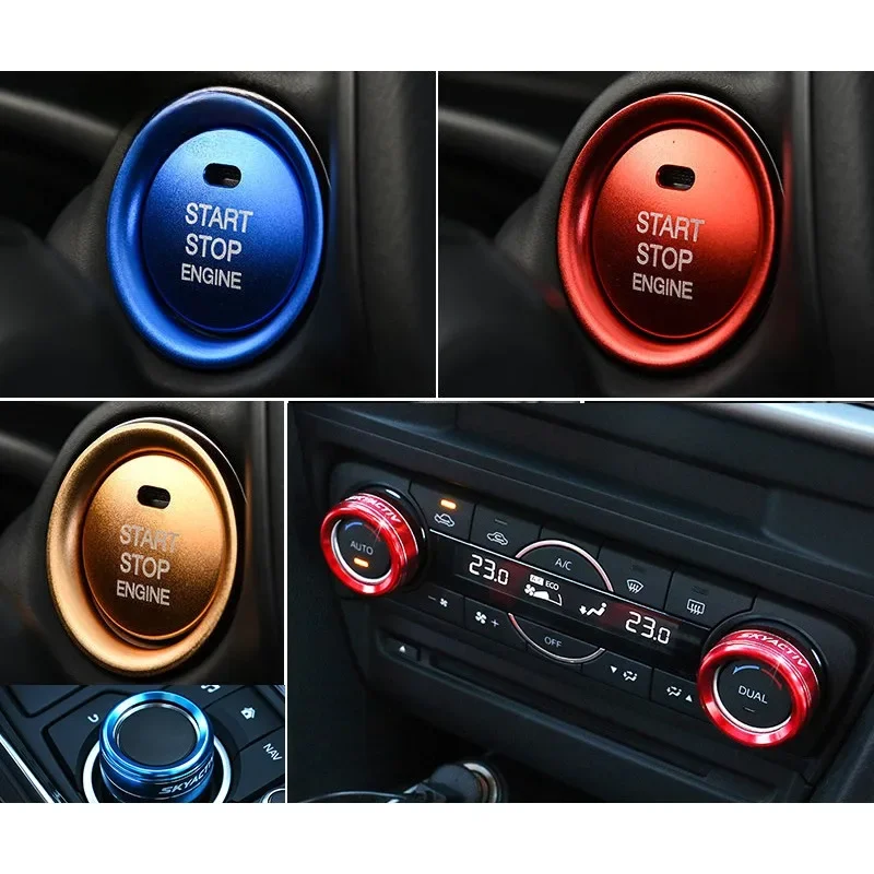 For Mazda CX5 CX3 CX4 CX-3 3 6 Axela Atenza Car Ignition Key Ring Cover Sticker Engine Start Stop Switch Button Trim Accessories