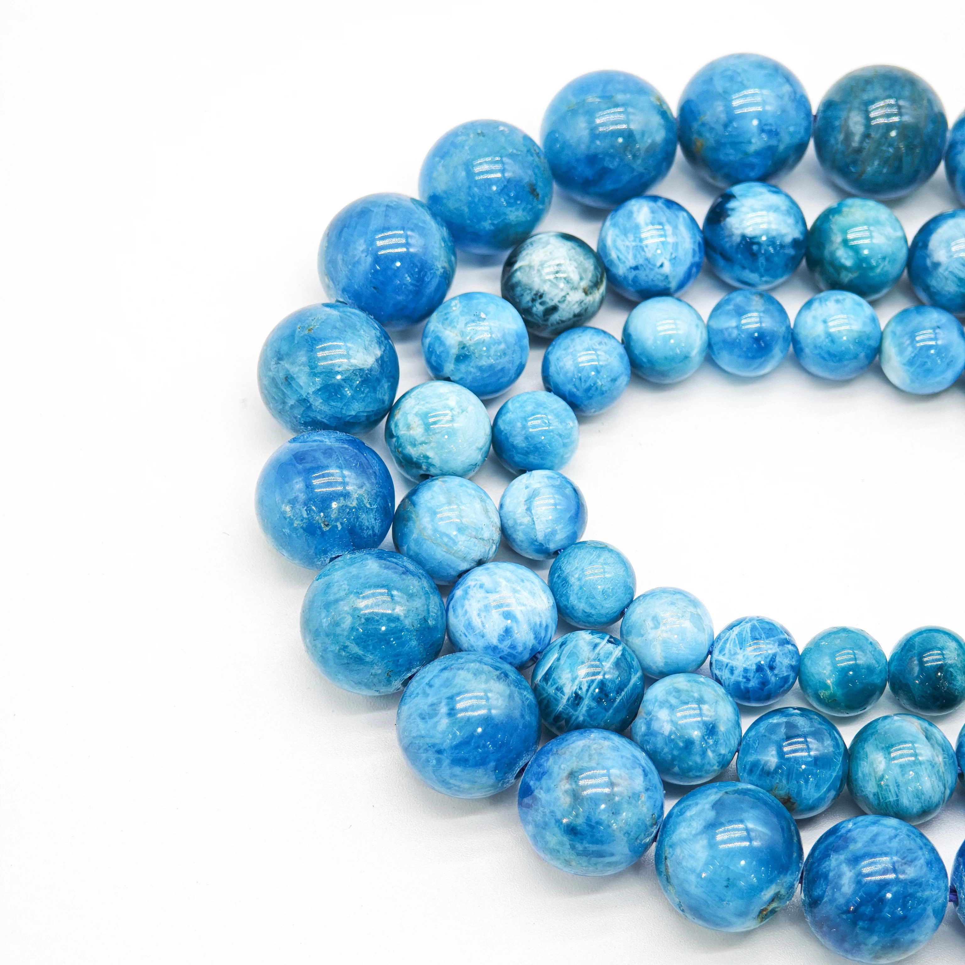 Natural Stone Blue Apatite Beads Round Loose Spacer Beads For Jewelry Making DIY Bracelet Earrings Accessories 15'' 6 8 10mm