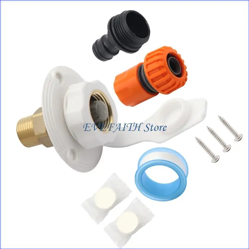 

124B RVs Water Inlet System Water Fill Hatches Inlet With Silicone Seals And Brass Adapters For Space Saving Installations