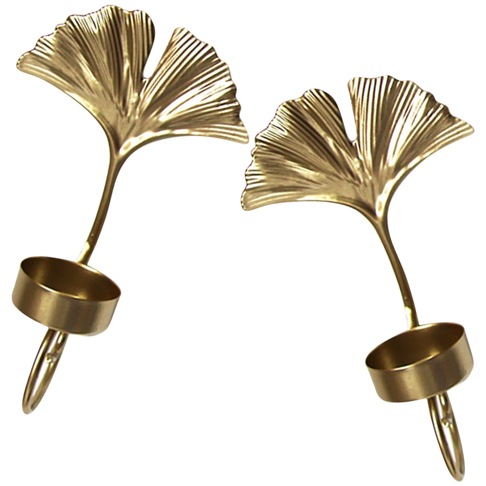 

2pcs Leaf Shape Wall Mounted Iron Holder Wall Sconce Decorative Home Party Decoration Sturdy Unique Design Easy
