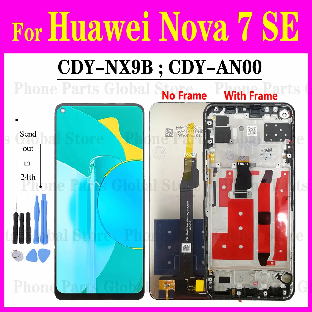 

6.5" For Huawei Nova 7 SE LCD With Frame CDY-NX9B LCD CDY-AN00 Display Screen Touch Digitizer Assembly Nova7SE Replacement Parts