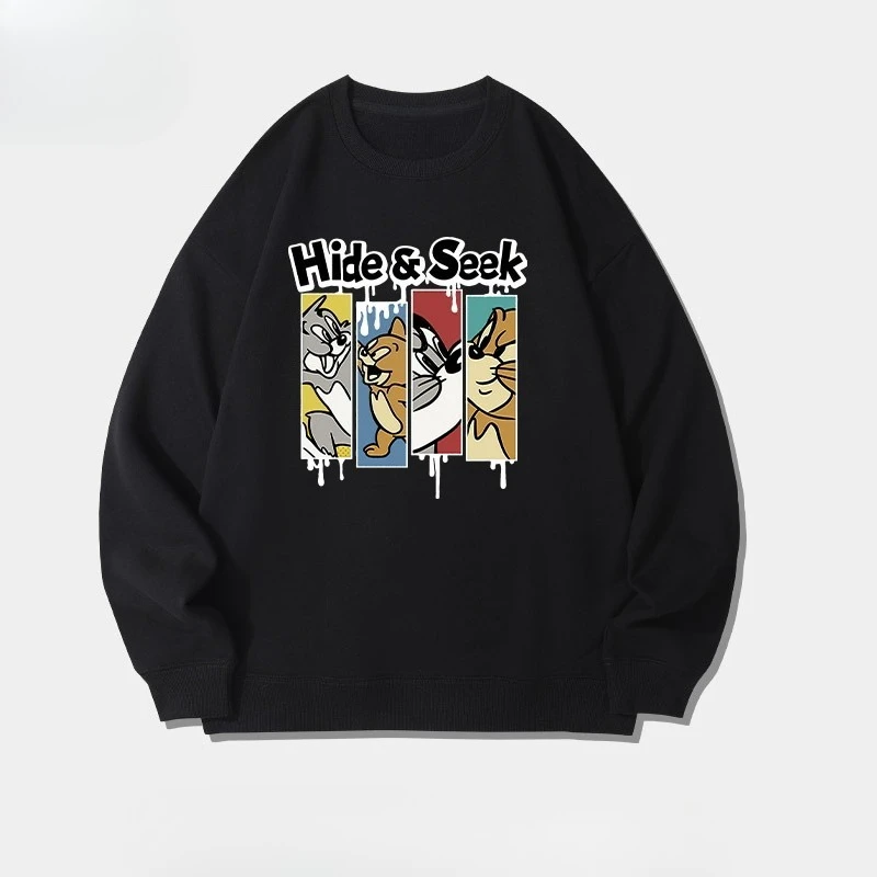 

The 2025 autumn/winter cartoon Tom and Jerry themed printed round-neck hoodie is loose and suitable for both men and women