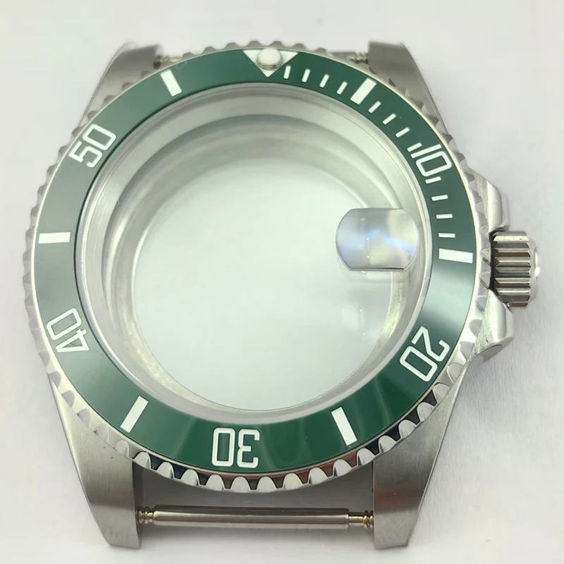 40mm silver case accessory NH35A sapphire glass gray ceramic bezel with NH35/36 movement and transparent glass on the back