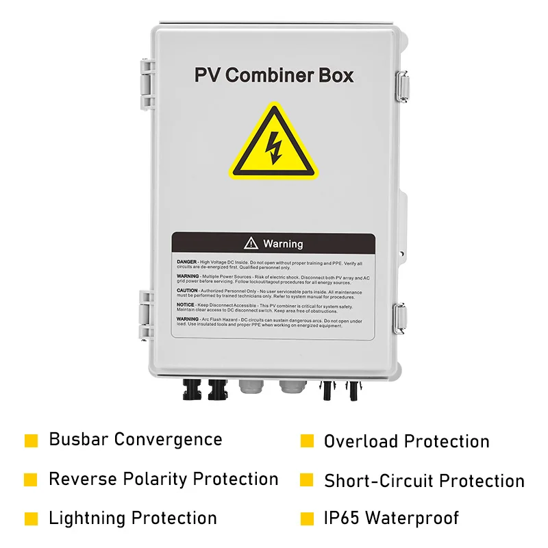 Plastic PV Combiner Box DC250V 500V 4 6 String 63A 100A Solar Battery Charing Box Anti-reverse Current, Lightning Protection