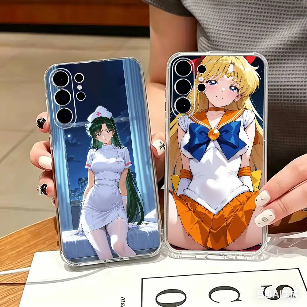 Pretty Guardian Sailor Moon Transparent phone Case For Samsung S25,24,21,22,21,20,10,S9Ultra,Plus,Fe,Lite