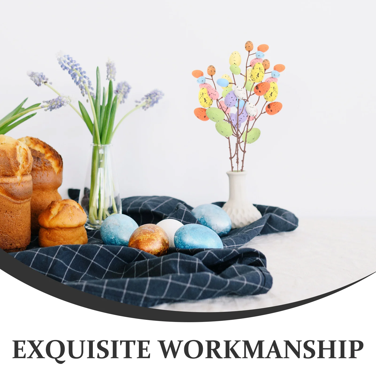 

ORFOFE 4pcs Easter Party Supplies Decor Simulation Stem Picks Artificial Branch Ornament for Holiday Celebration