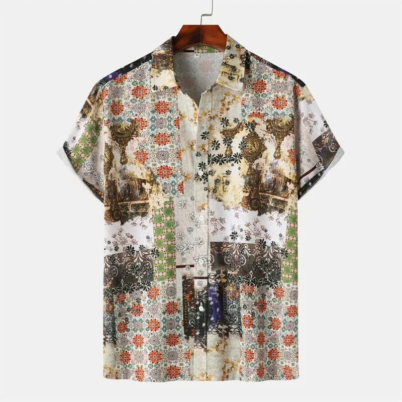 Cute Mushroom Printed Hawaiian Shirt Men's Cardigan Street Clothing 2024 Trendy Summer Men's Button Holiday Beach Shirt