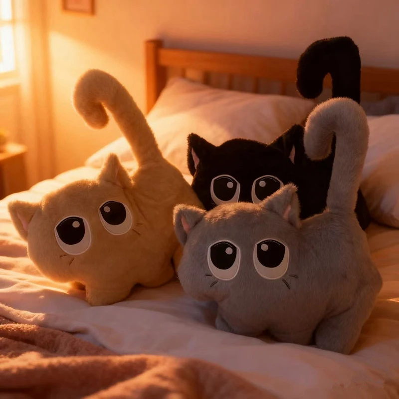 

40x30 см плюшевая подушка с изображением животных, горелка для рук, мягкая подушка для кошек с отверстиями, зимняя теплая плюшевая подушка серого, коричневого, черного подарка