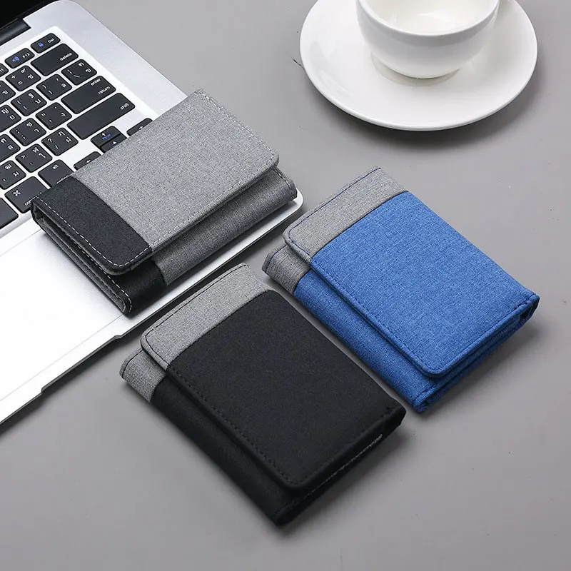Canvas Wallet Fashion Simple Denim Triple Fold Wallet Multi-Card Travel Document Card Bag
