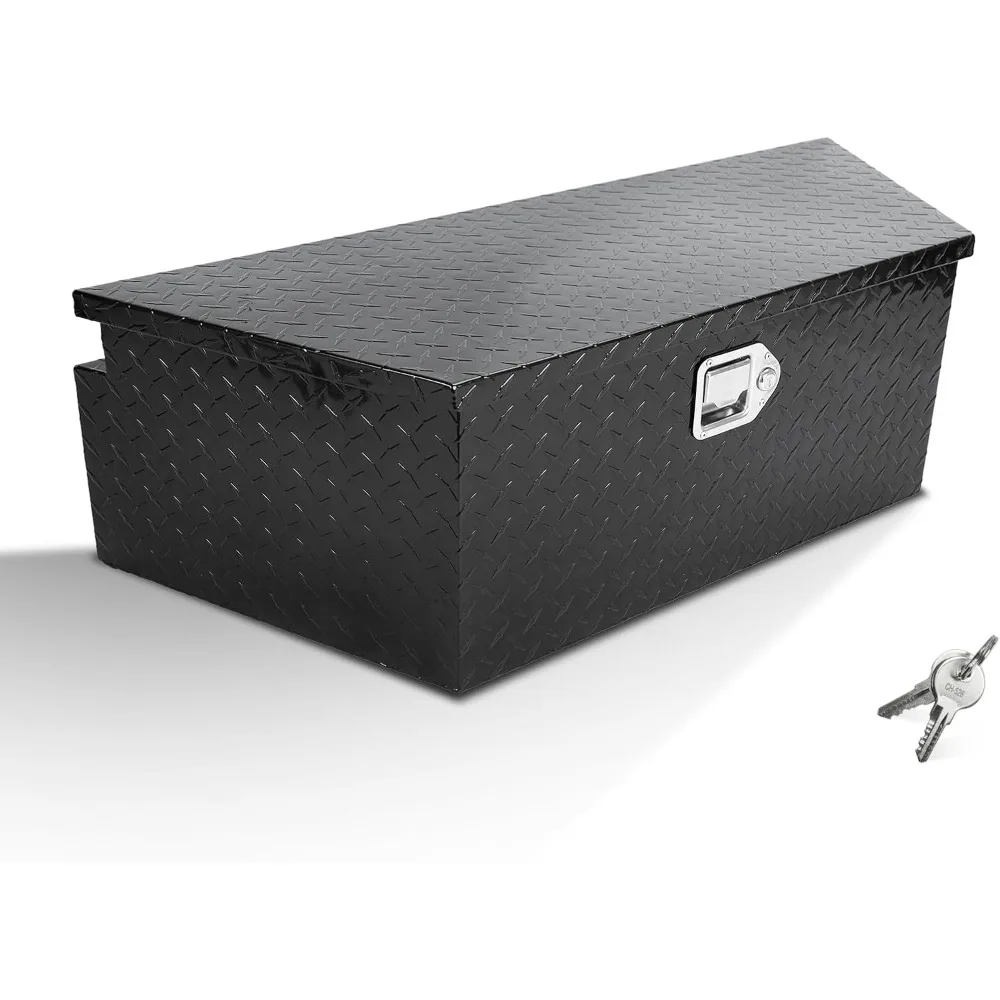 

39 Heavy-Duty Aluminum Diamond Plate Tool Chest with Lock, 39x15x12 Truck Trailer Storage Box