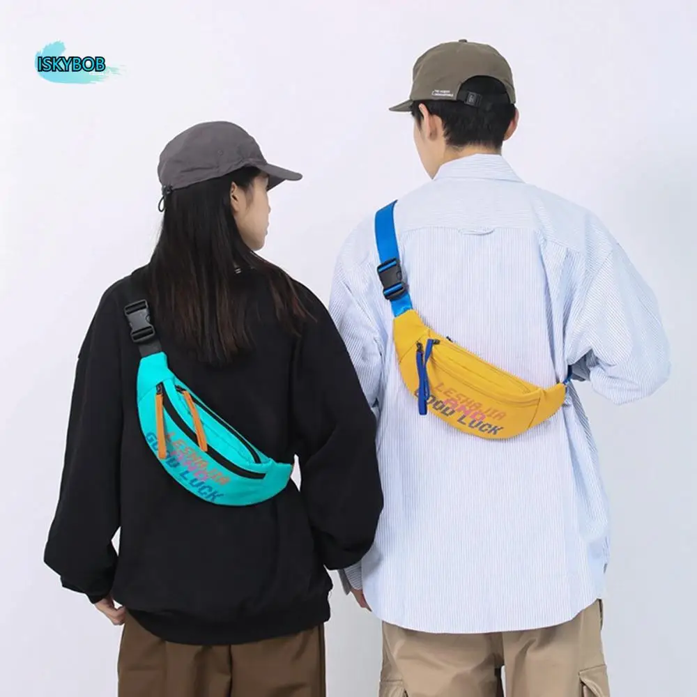 

Large Capacity Sports Chest Bag Nylon Color Contrast Crossbody Dumpling Bag Phone Pouch Multifunctional Male Waist Bag Unisex