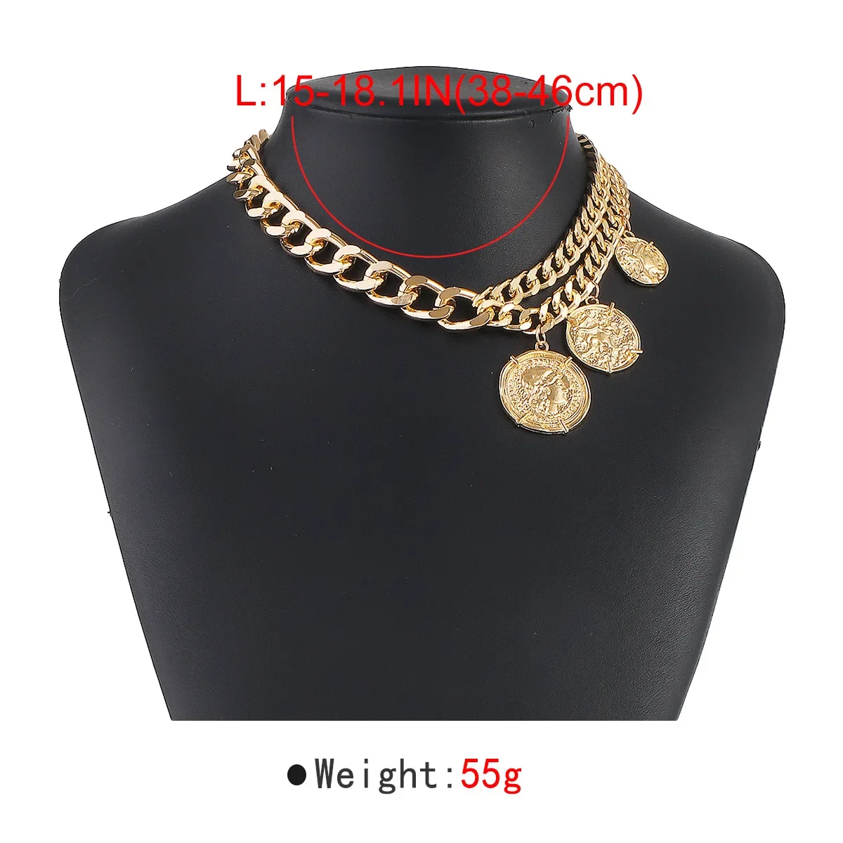 ew Design TrendMetal Coin Pendant Tassel Choker Necklace