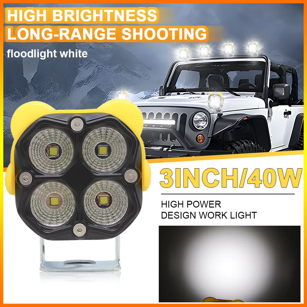 

Four Leaf Clover Motorcycle Spotlight /Car Floodlight With Ear Electric Headlight External Auxiliary Road Strong Light Spotlight
