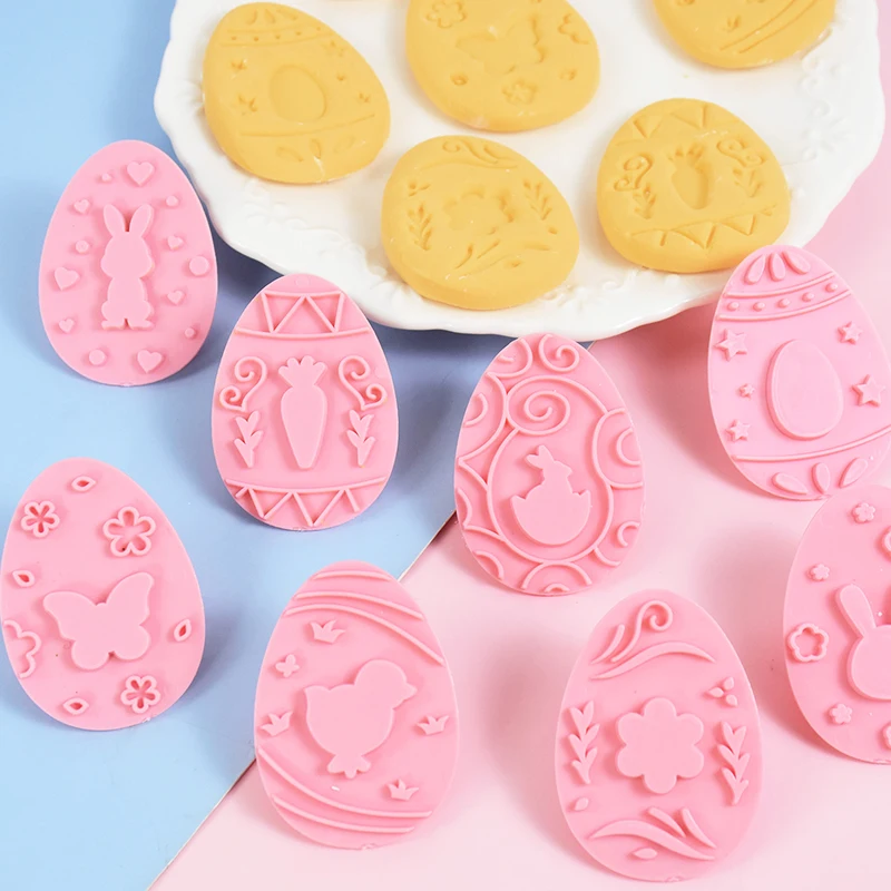 9Pcs/set Easter Cookie Cutter Mold Rabbit Egg Jam Biscuit Embossers Stamp Mould For Easter Party Cake Decoration DIY Baking Tool