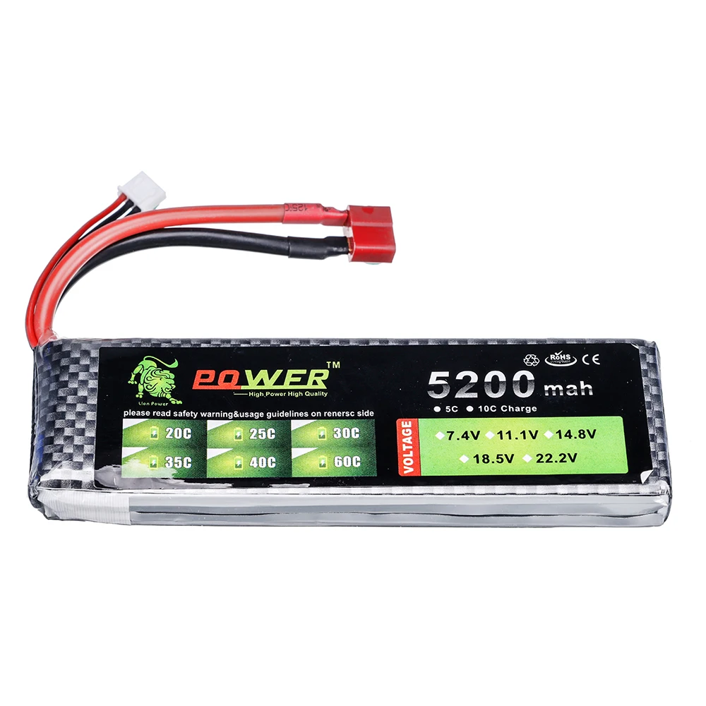 2S 7.4V Lipo Battery 5200mAh 45C with Deans T JST XT30 XT60 For RC Airplane Helicopter Drone Quad FPV Model Racing Hobby