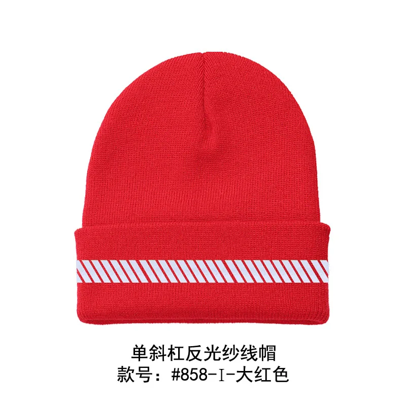 Glow in Dark Noctilucent Reflective Knit Hat Safety Beanies Men Women High Visibility Beanie Neon Winter Knit Caps, image 7