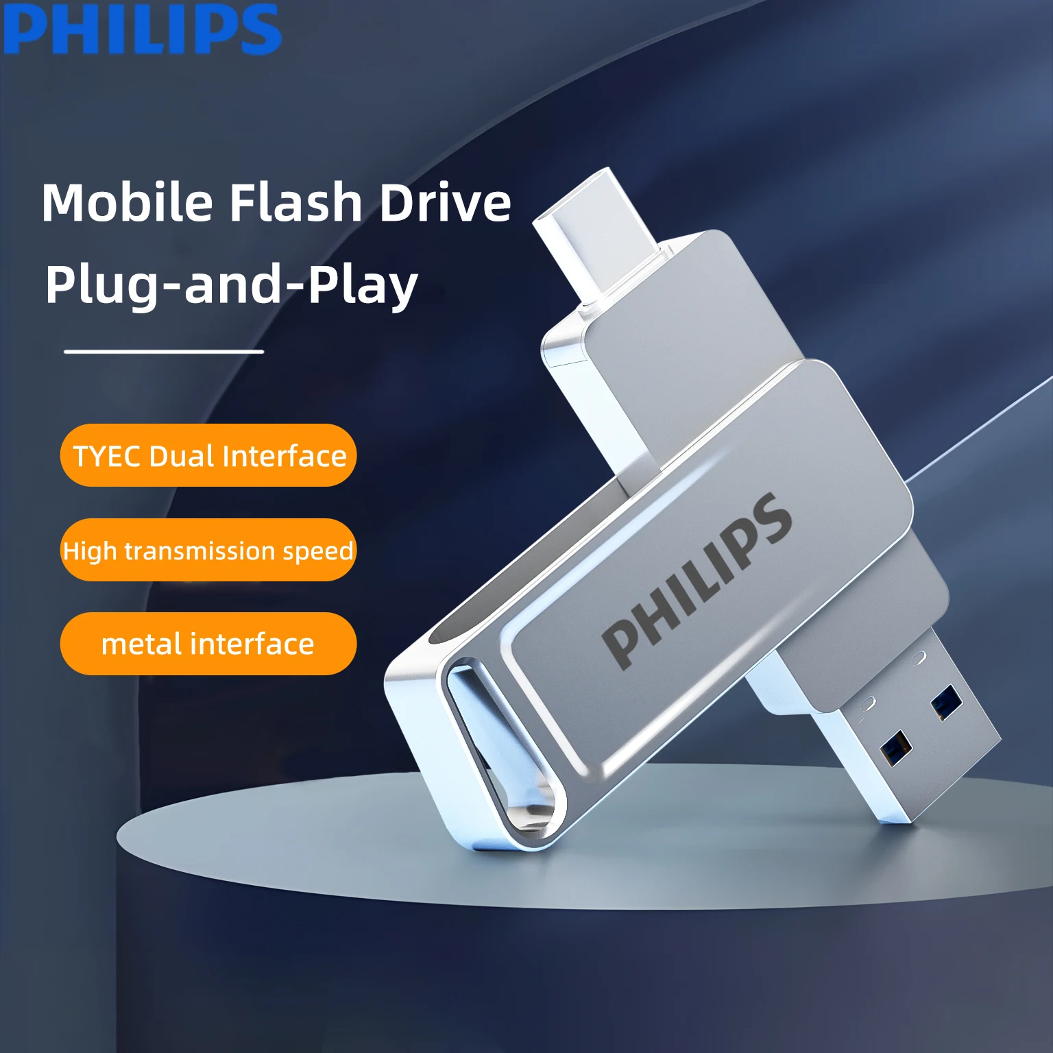 Philips 256GB 3.2 USB Flash Drive Metal High Speed Pen Drive 128GB Waterproof Type-C USB Suitable for computer storage devices