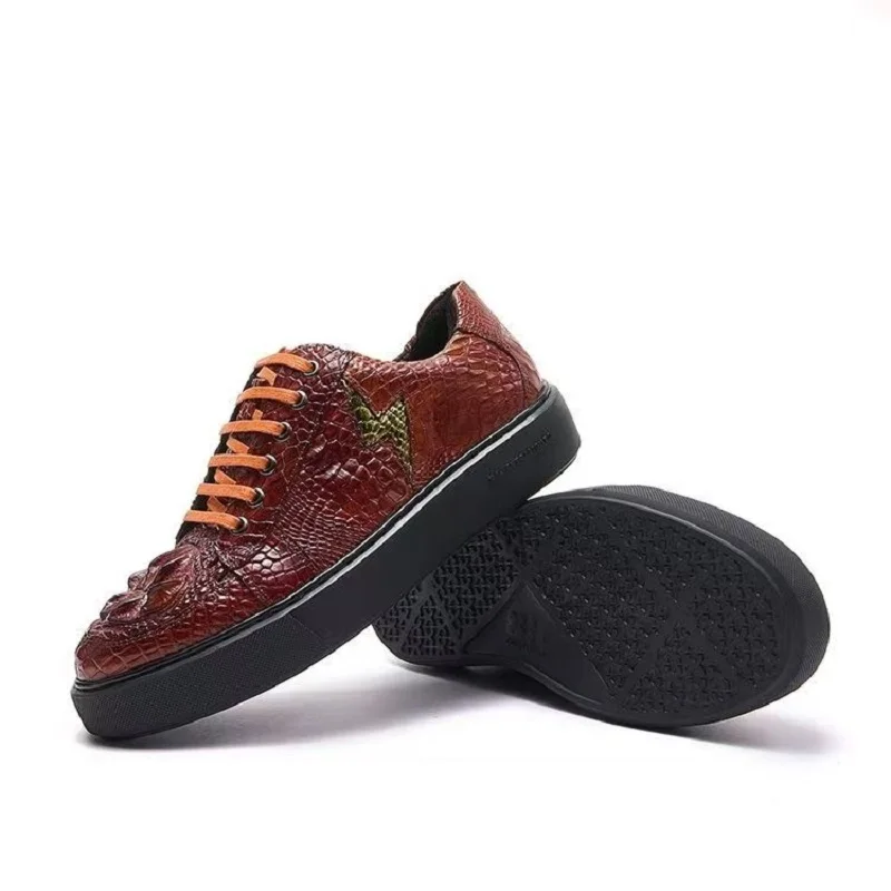

2025 new arrival Fashion Crocodile Skin causal shoes men,male Genuine leather Sneakers pdd672