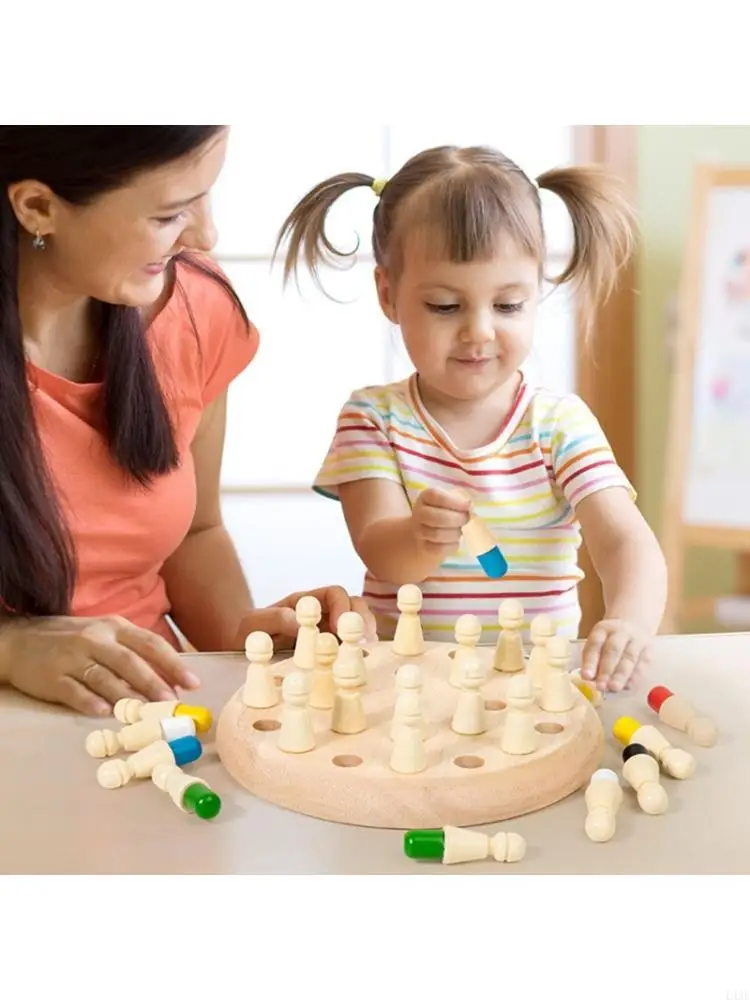 

Wooden Memory Matching Chess For kids Early Education Color Memory Chess