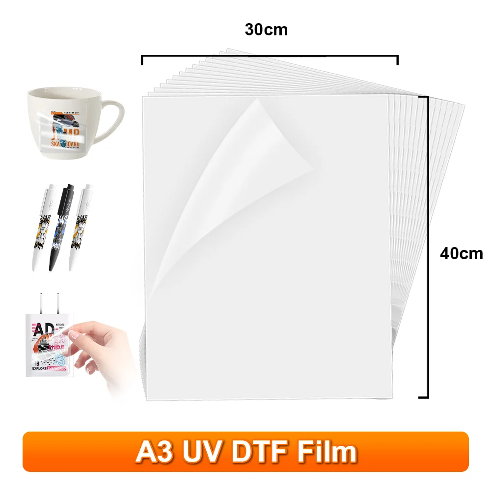 A3 UV DTF Film Sheets Transparent UV DTF Sticker Film UV Film DTF Transfer Stickers For UV DTF Printer Transfer to Metal Glass