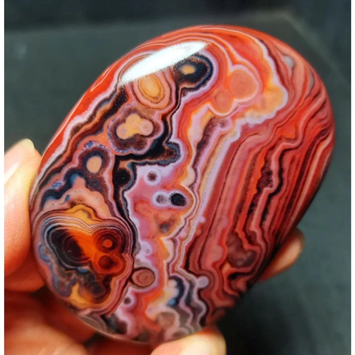 Loose Gemstone Banded Agate Palm Stone, Polished Tumbled, Genuine Stone, Collector Gift, Natural Stone, Crystal Collection