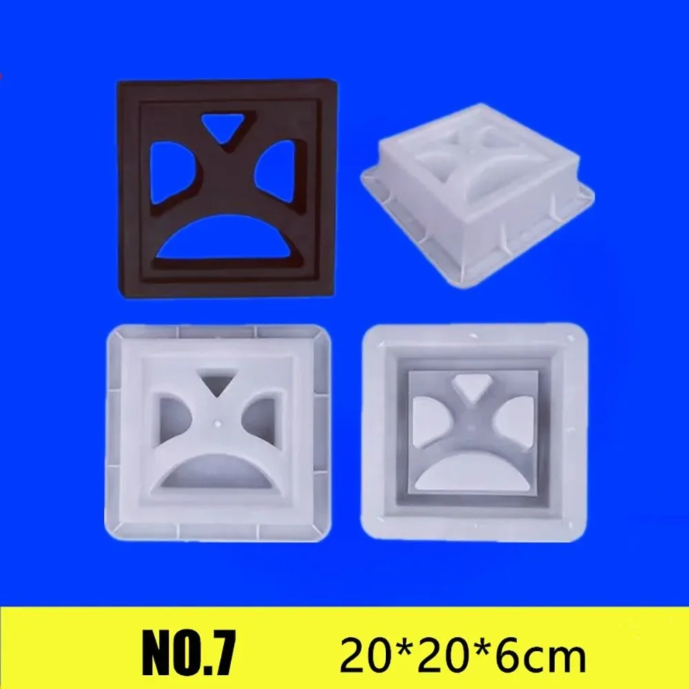 Plastic Hollow Brick Mold 20*20*6cm Square Wall Brick Mould Anti-Slip 3D Carving Cement Antique Brick Mold Grid Background