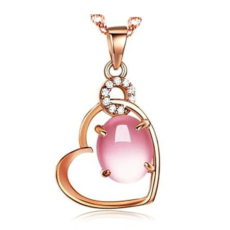 

China Natural Jade Pink Hand Carved Love Pendant Fashion Boutique Jewelry Pink Agate Necklace Popular Gift